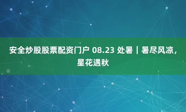 安全炒股股票配资门户 08.23 处暑｜暑尽风凉，星花遇秋